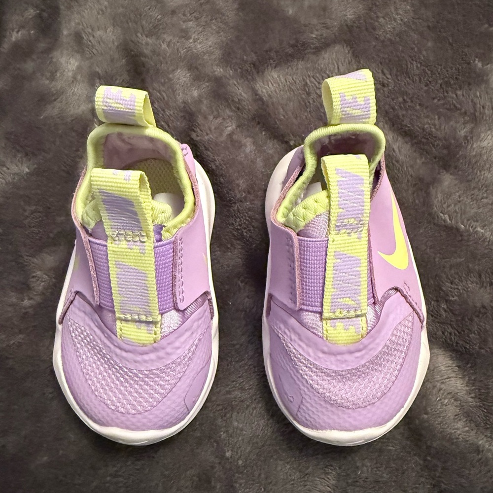 Nike Flex Runner baby/toddler shoes size 2c Purple and Yellow, lilac/lemon twist